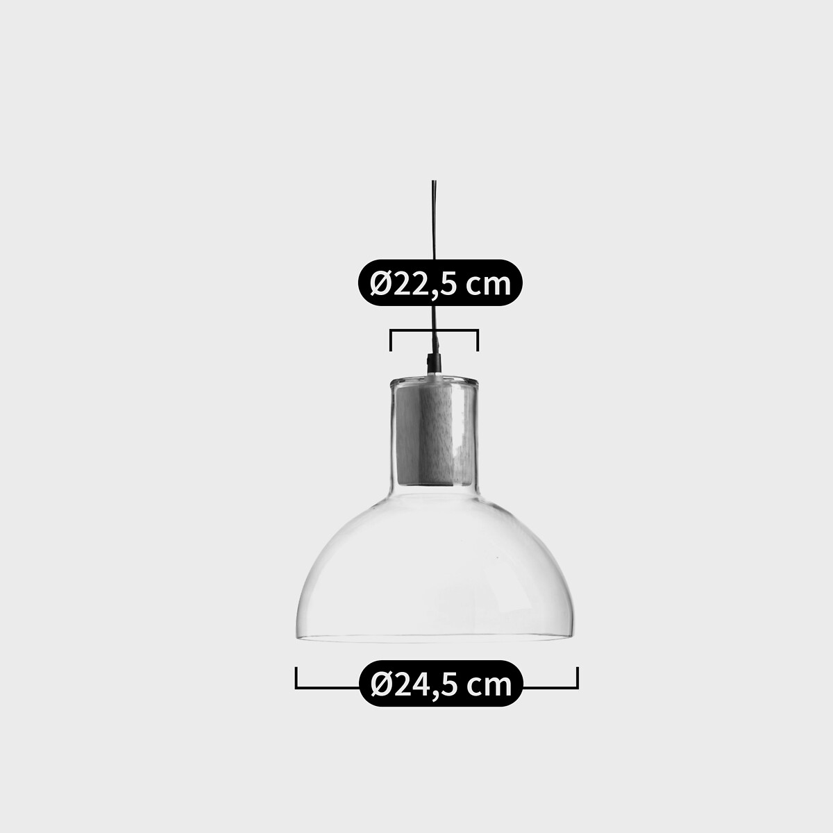 Lámpara de techo de vidrio y madera Ø24,5 cm, Lizia transparente, LA REDOUTE INTERIEURS