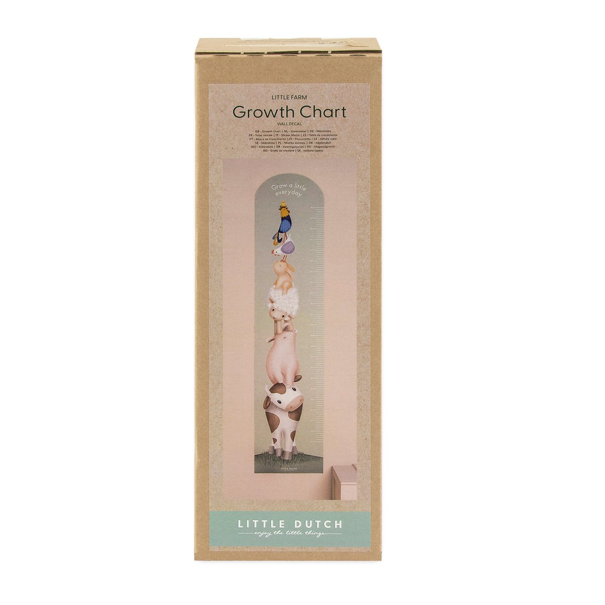Toise murale autocollante pour enfant Animaux de la ferme coloris pastel, LITTLE DUTCH