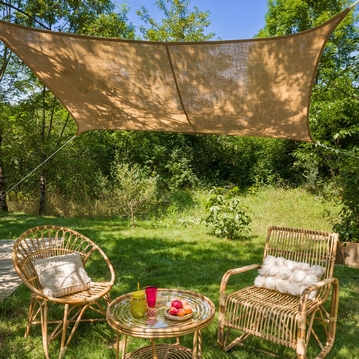 Voile d’ombrage rectangulaire en jute naturel, HOME MAISON