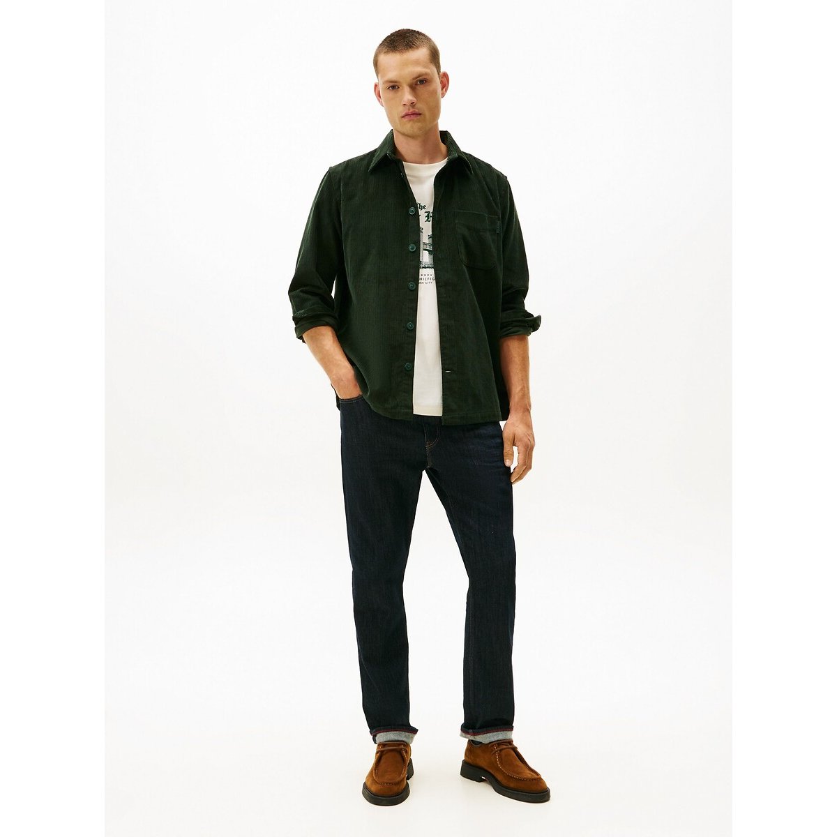 Surchemise en velours vert, TOMMY HILFIGER