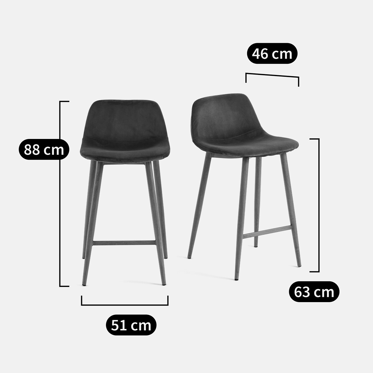 Set van 2 halfhoge barstoelen, Lavergne rozehout, LA REDOUTE INTERIEURS