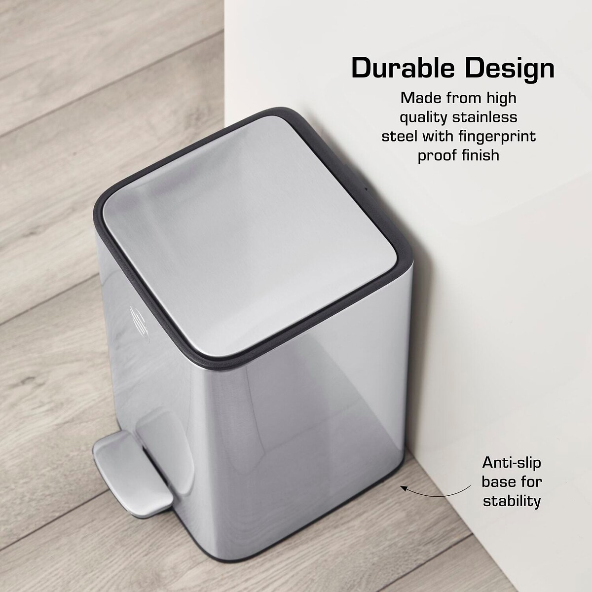 5L Pedal Bin silver-coloured, SWAN