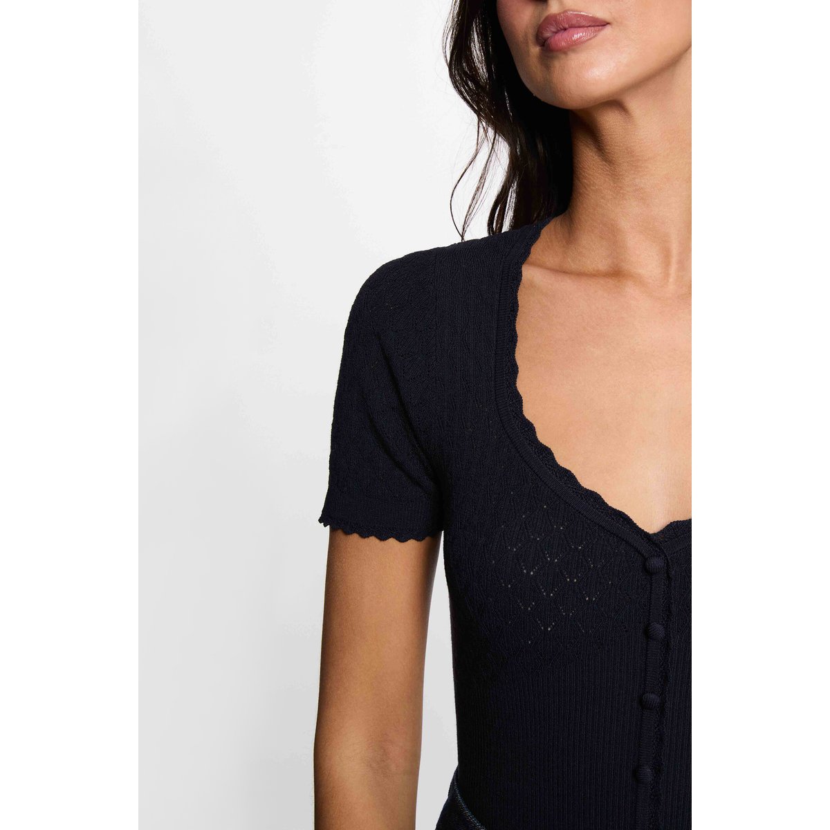 Pull ajusté col v bleu marine, MORGAN
