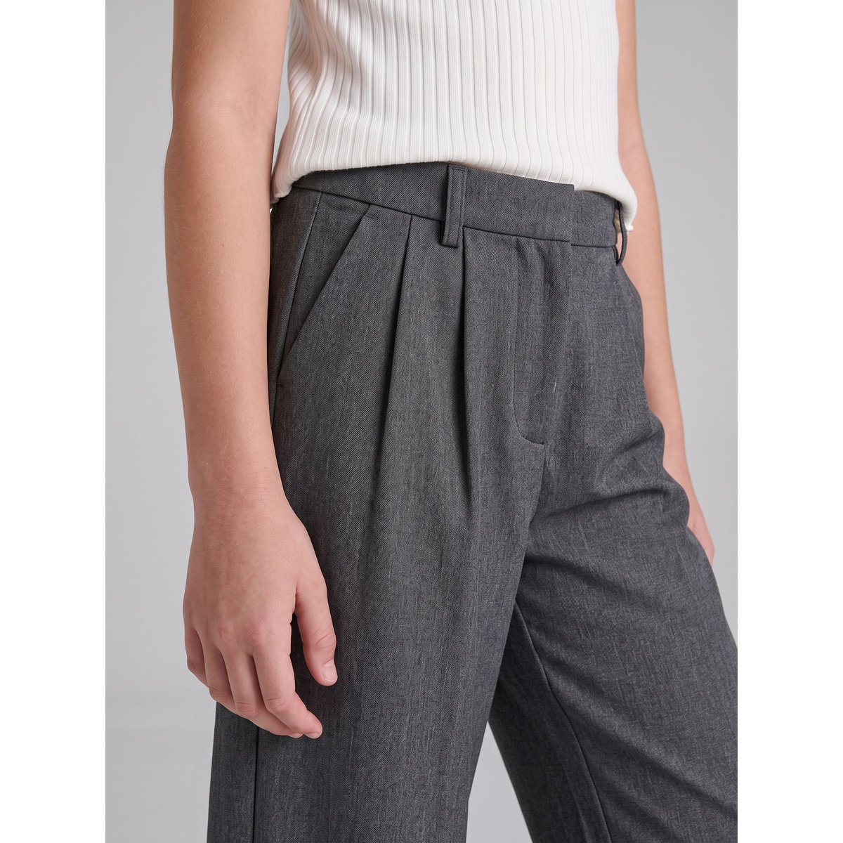 Pantalon À Jambe Large dark grey melange 1, KIDS ONLY