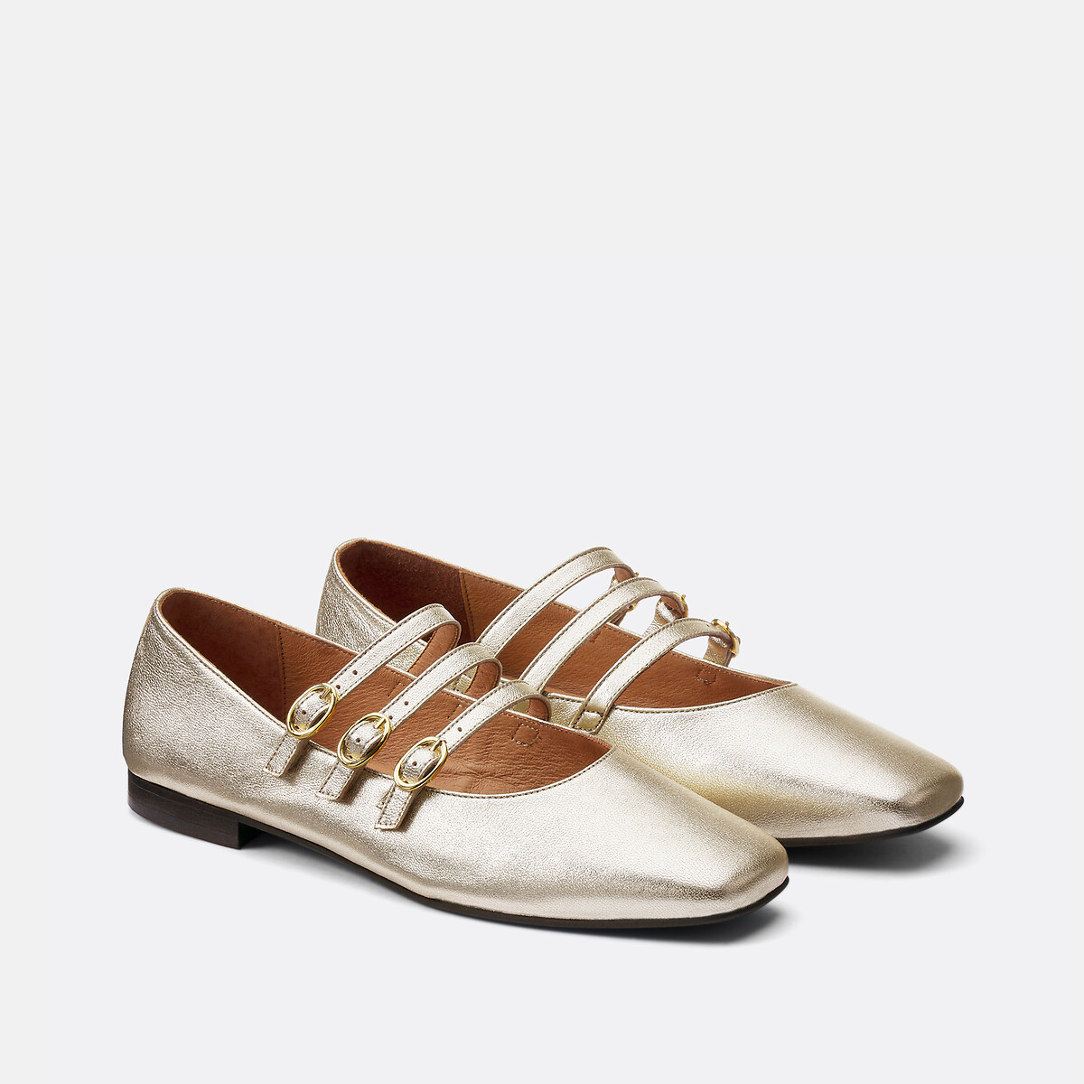 Ballerines babies en cuir métallisé doré, LA REDOUTE COLLECTIONS
