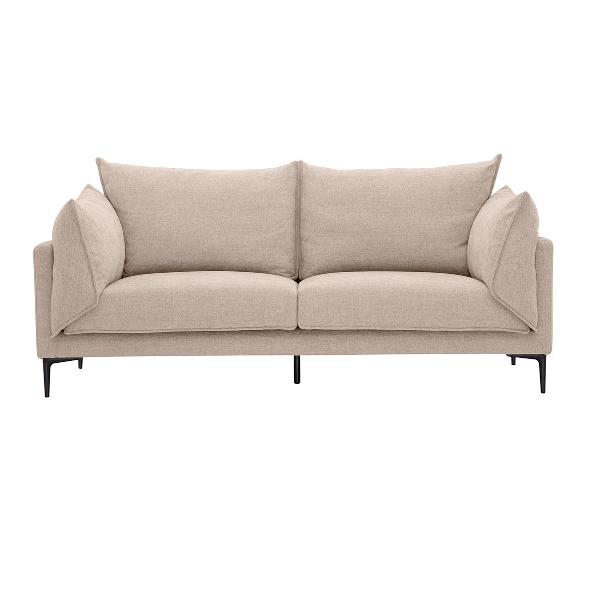 Canapé design 3 places en tissu effet velours texturé beige et métal noir MARIUS beige, MILIBOO