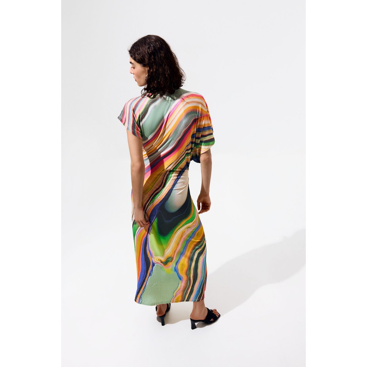 Robe longue à volants vert, DESIGUAL
