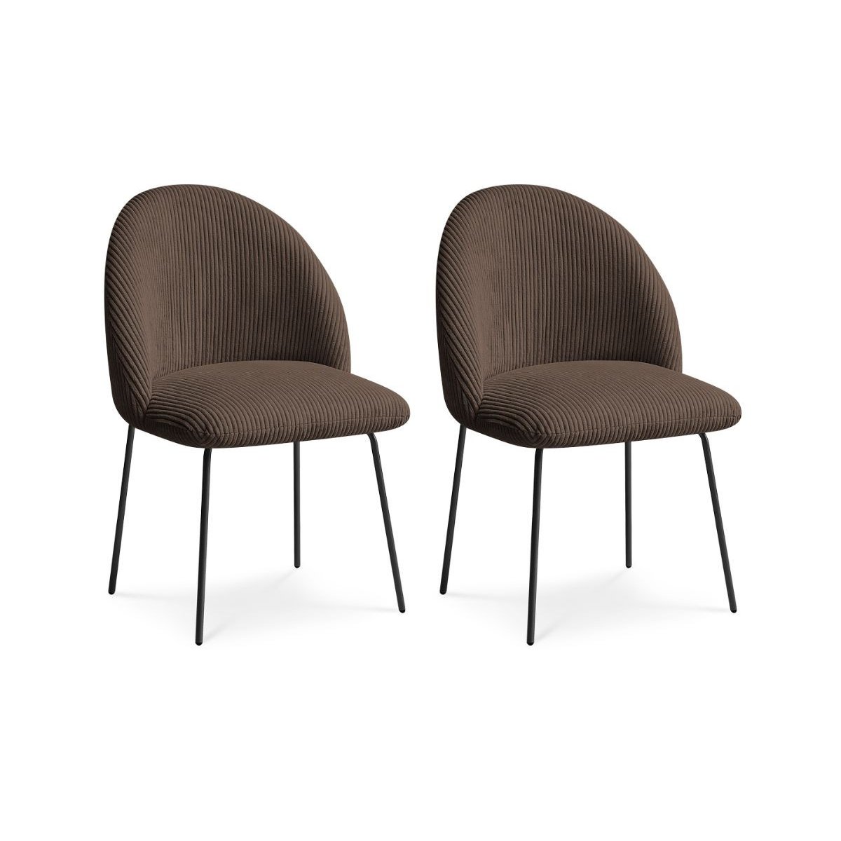 Lot de 2 chaises velours côtelé, LALIE marron, BOBOCHIC