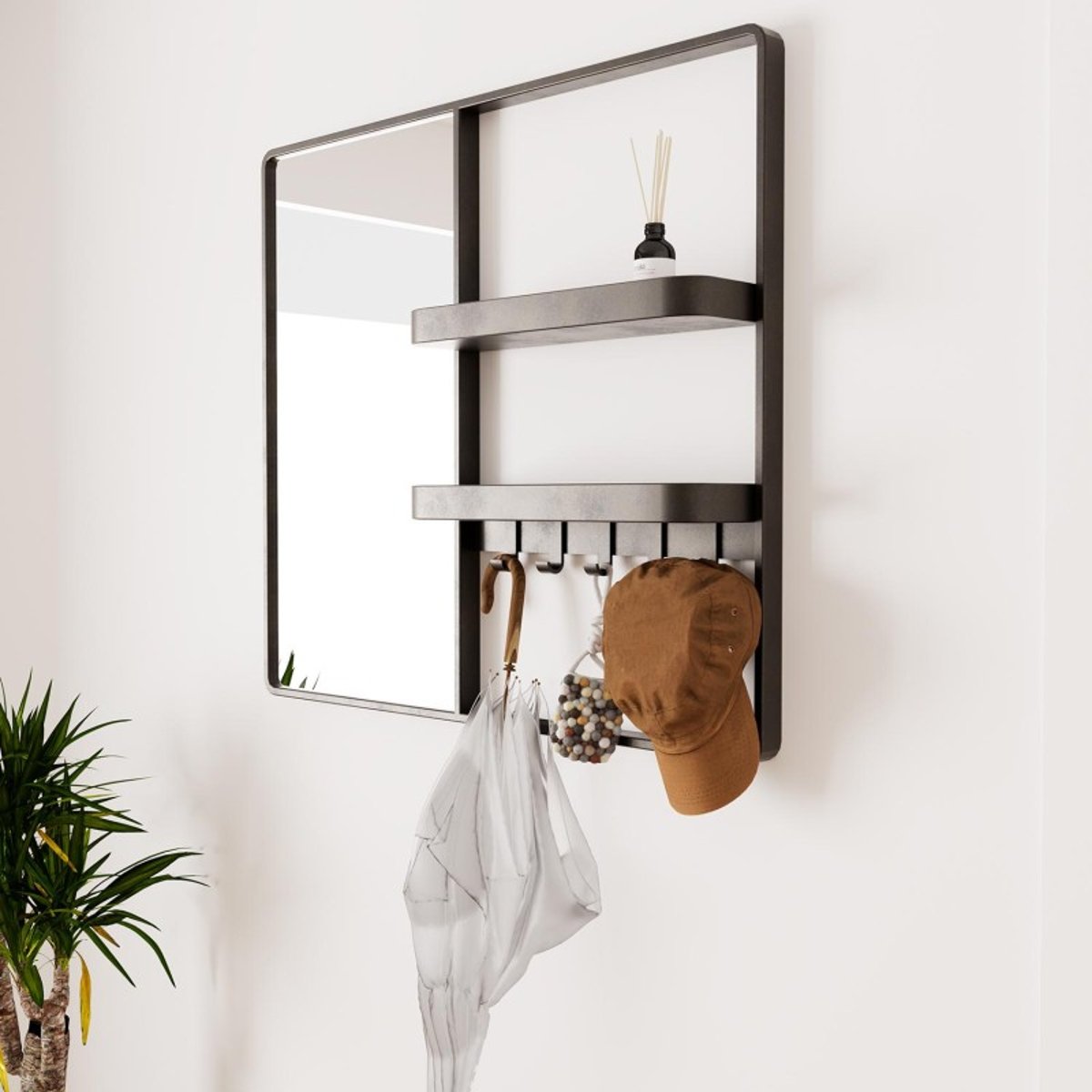 Miroir d'entrée en métal WILKO noir, MOB IN