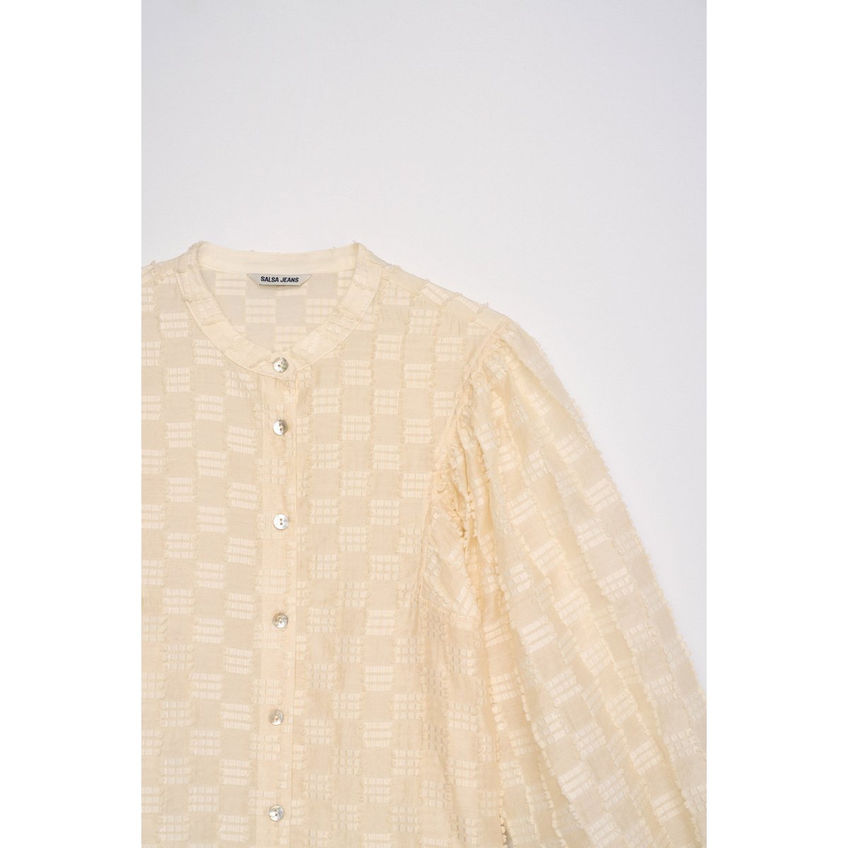 CHEMISE TEXTURÉE À MANCHES BALLON beige, SALSA JEANS