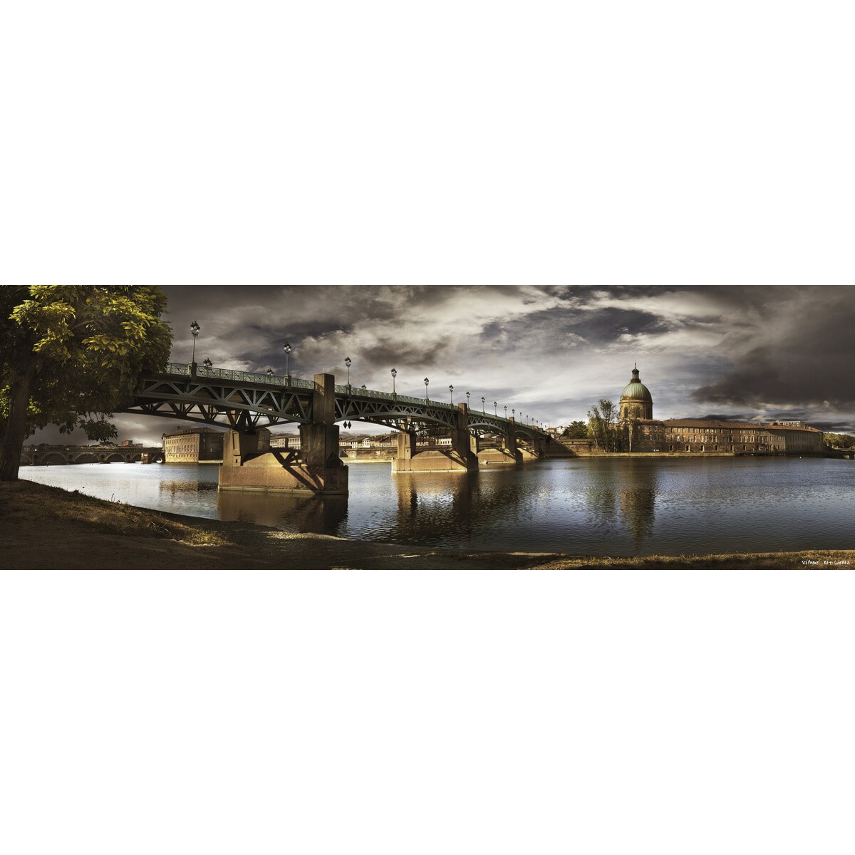 Tableau Mural Pont Saint-pierre Toulouse CONTEMPORAIN URBAIN tableaux sur toile-marron, CEANOTHE