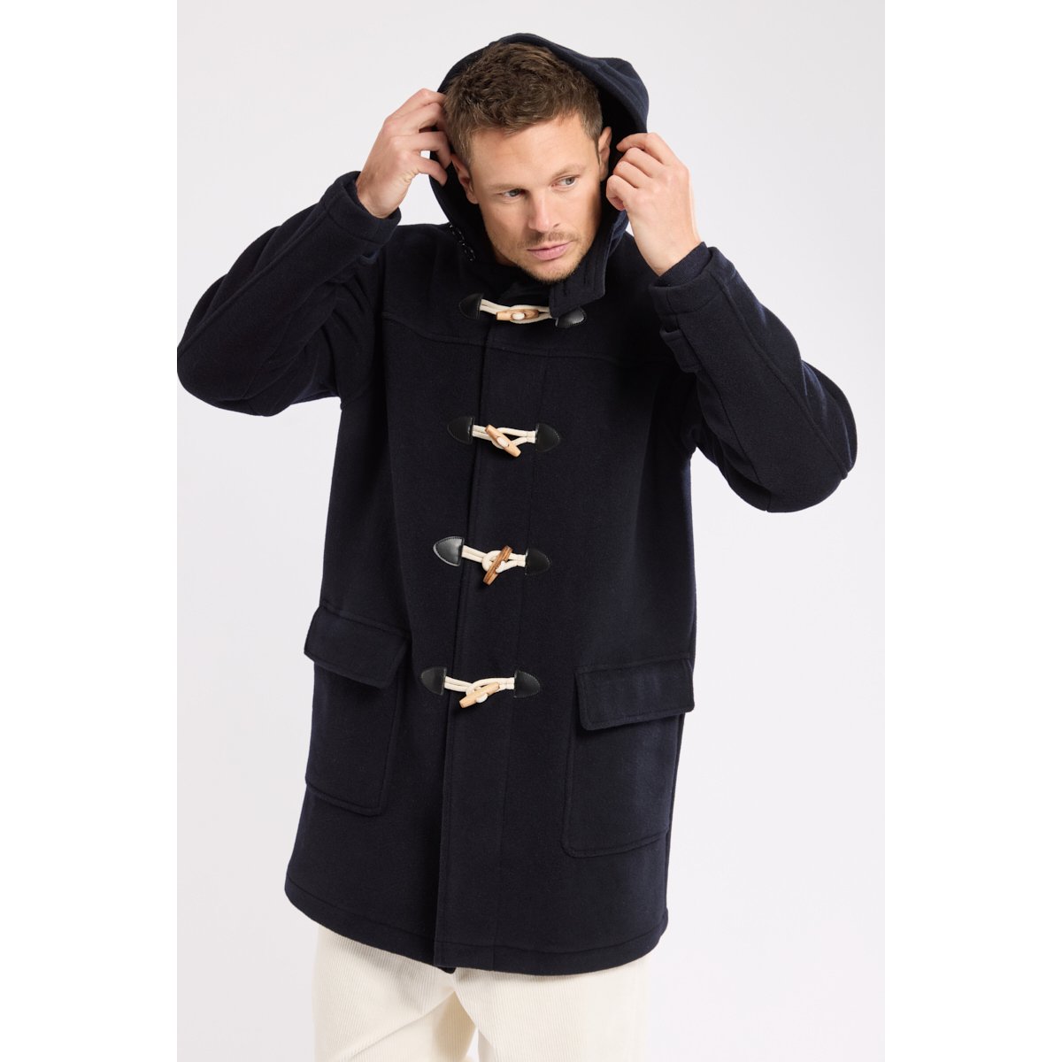 Duffle-coat Héritage en laine MARTIN rich navy/ micro motif gri, ARMOR-LUX