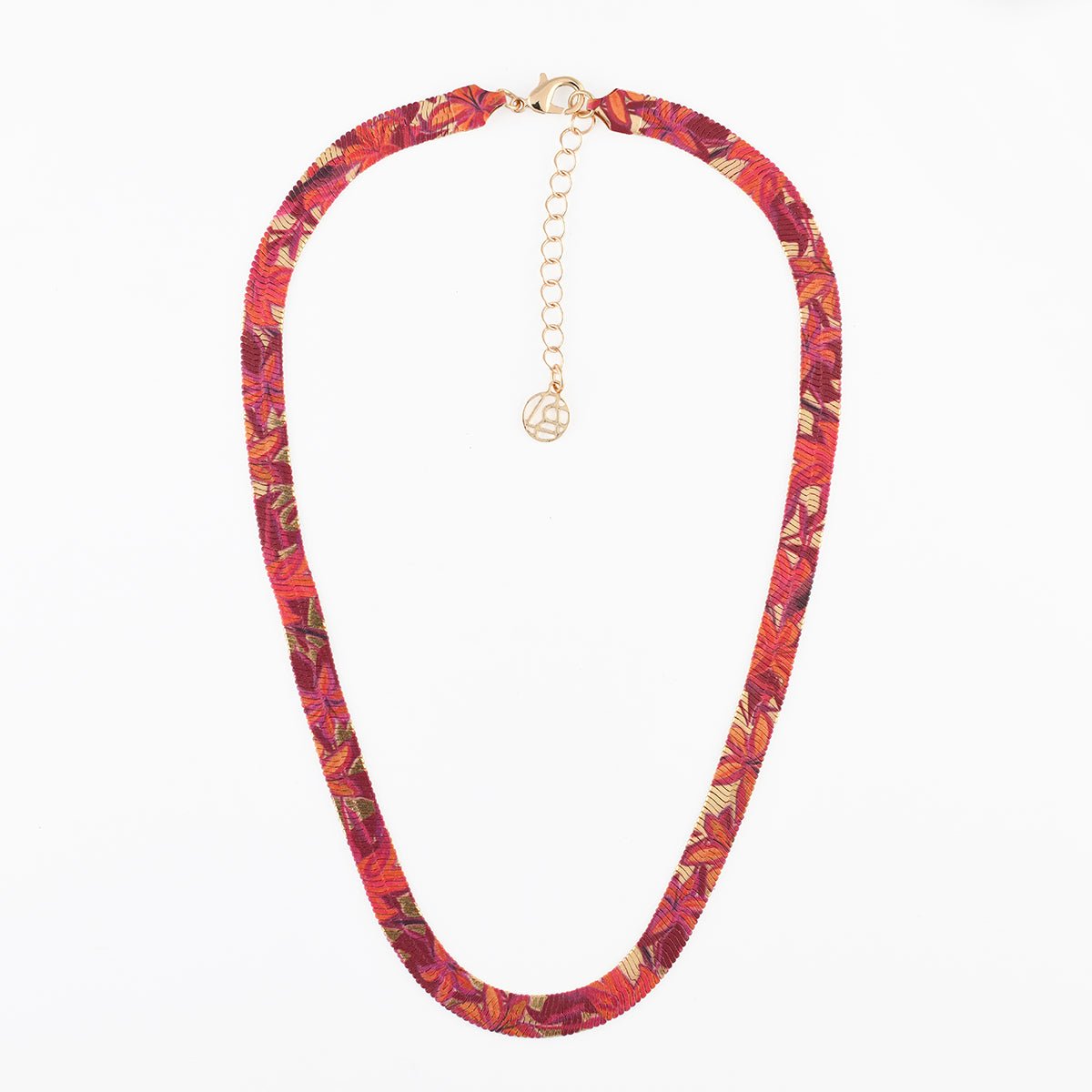 Collier chaine serpent Balagane à imprimé floral bordeaux, BALABOOSTE