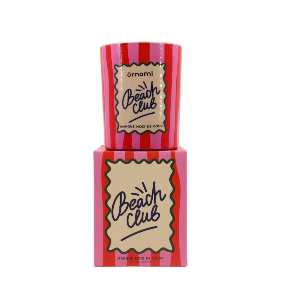 Bougie parfumée 510g "Beach club", boite cadeau rose, ORNAMI