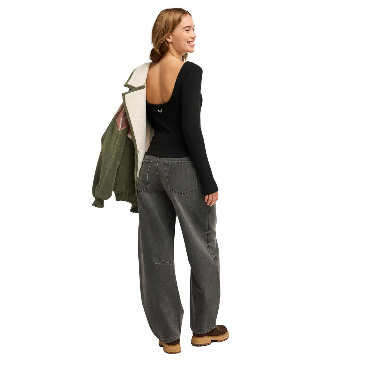 Haut manches longues PLAYA QUEEN. noir anthracite, ROXY