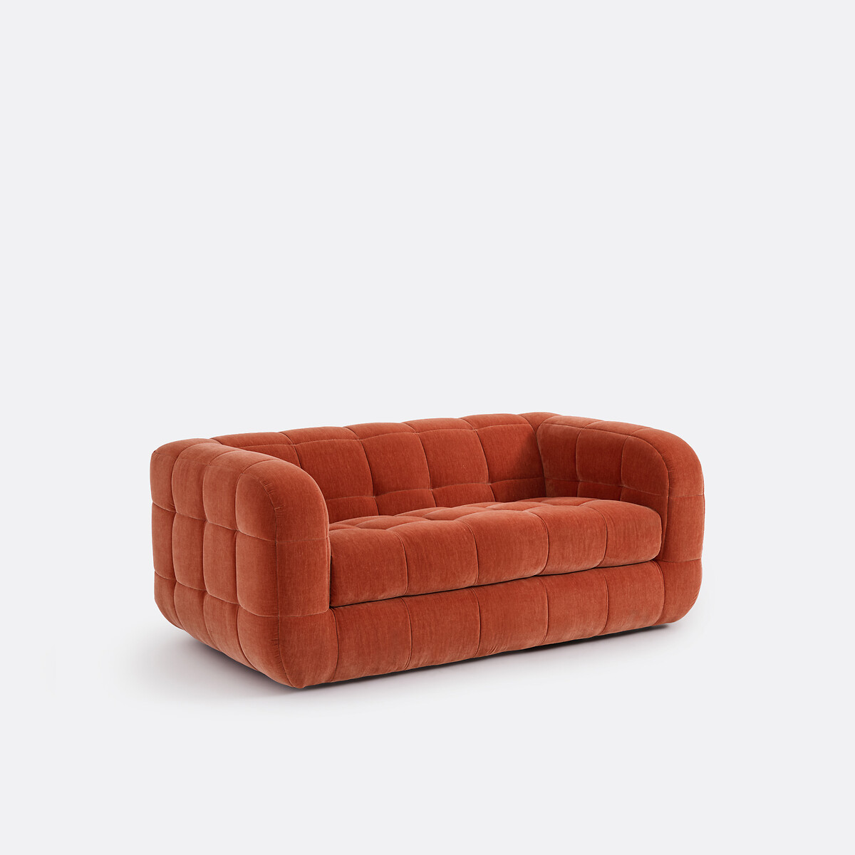 Canapé 2 places, en velours texturé, PIETA orange, LA REDOUTE INTERIEURS