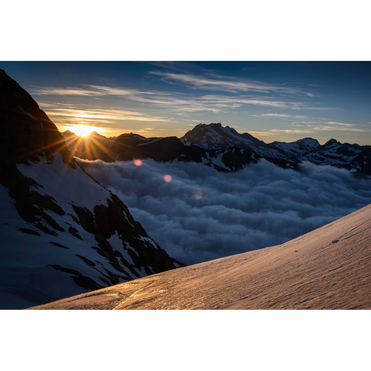 Tableau Mural Vignemale Sunset MONTAGNE tableaux sur toile-jaune, CEANOTHE