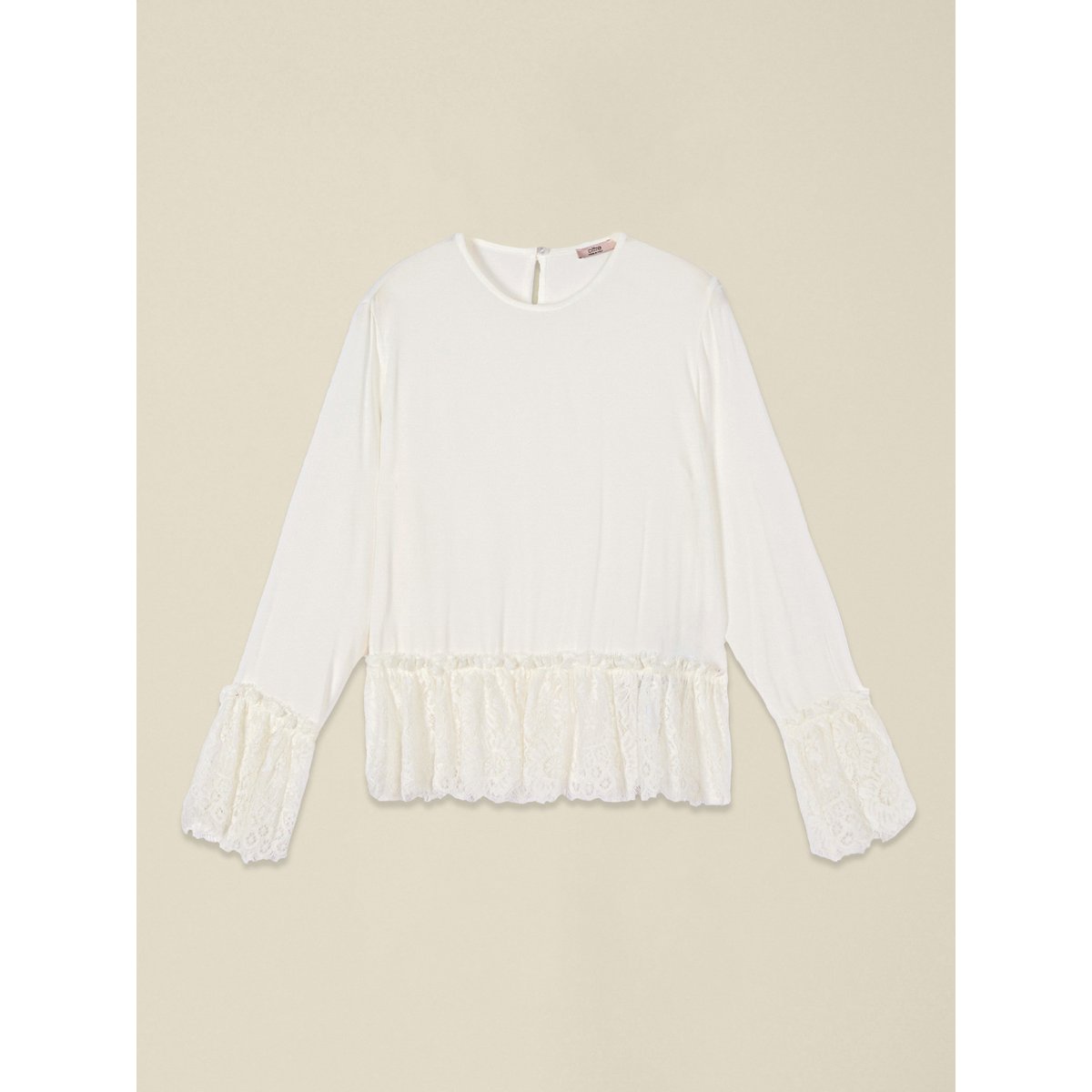 Blouse avec détails en dentelle blanc, OLTRE