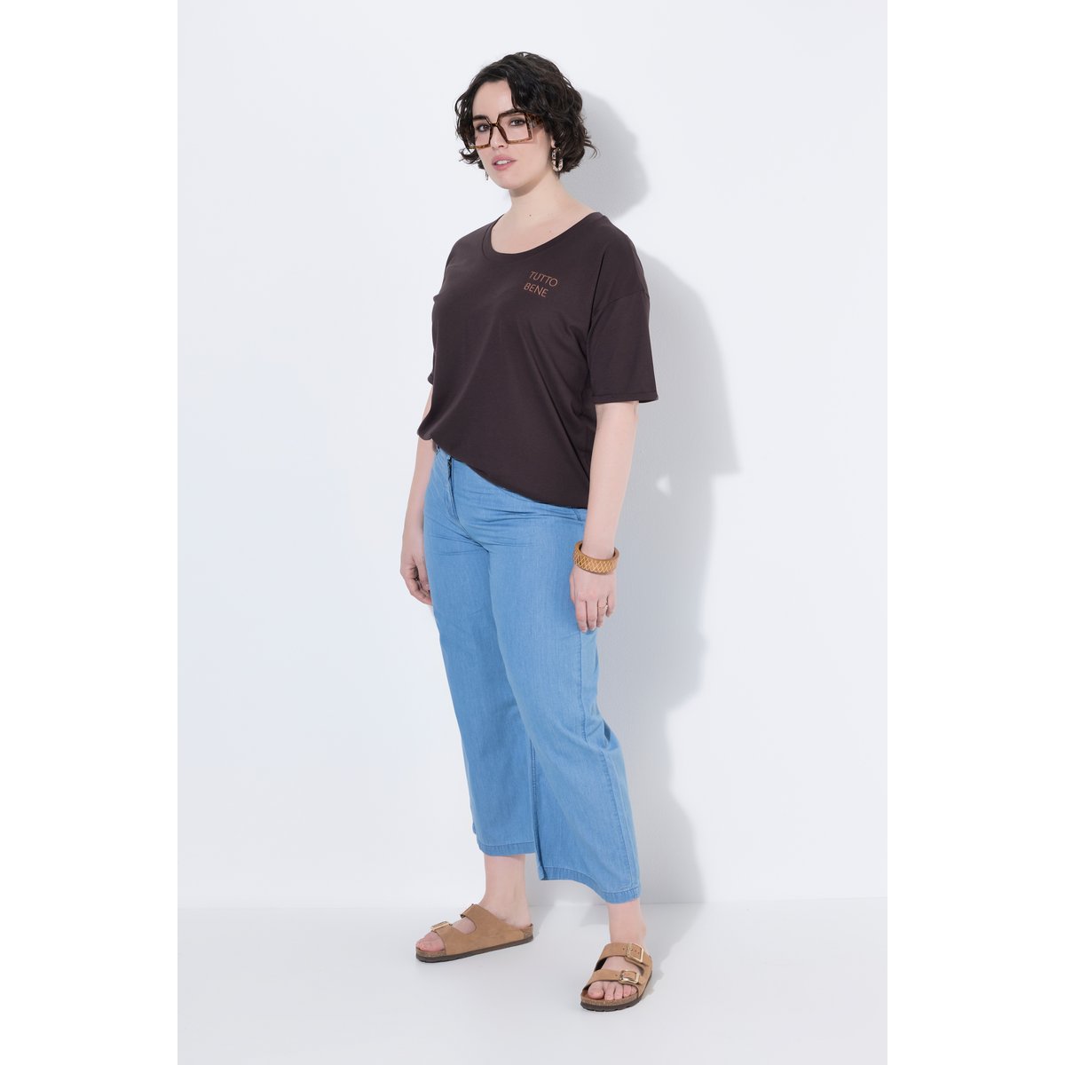 Jean culotte Mary, jambe large bleu clair, ULLA POPKEN