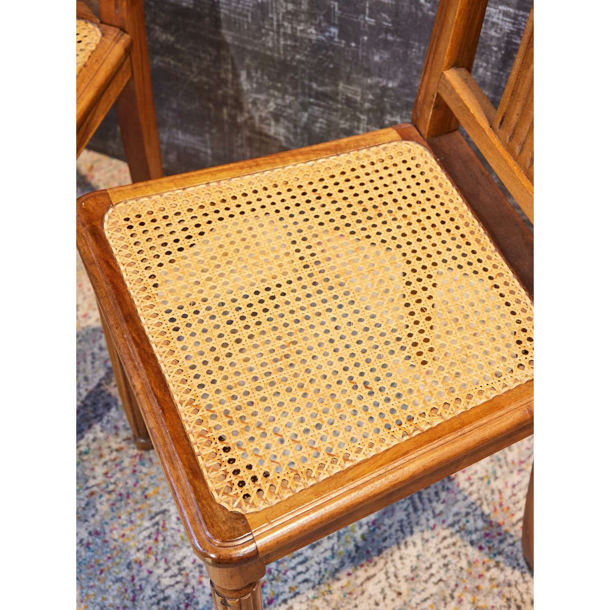 Paire de chaises Art déco en cannage Claude N°1609 - Bon état bois clair, DEBONGOUT