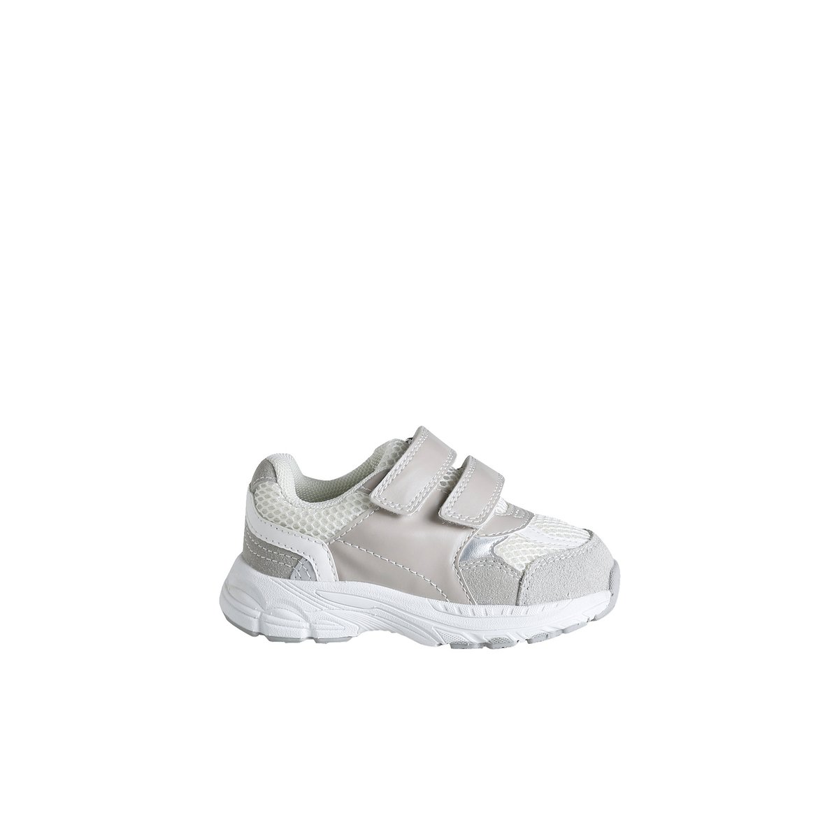Chaussures premiers pas à scratch gris, VERTBAUDET