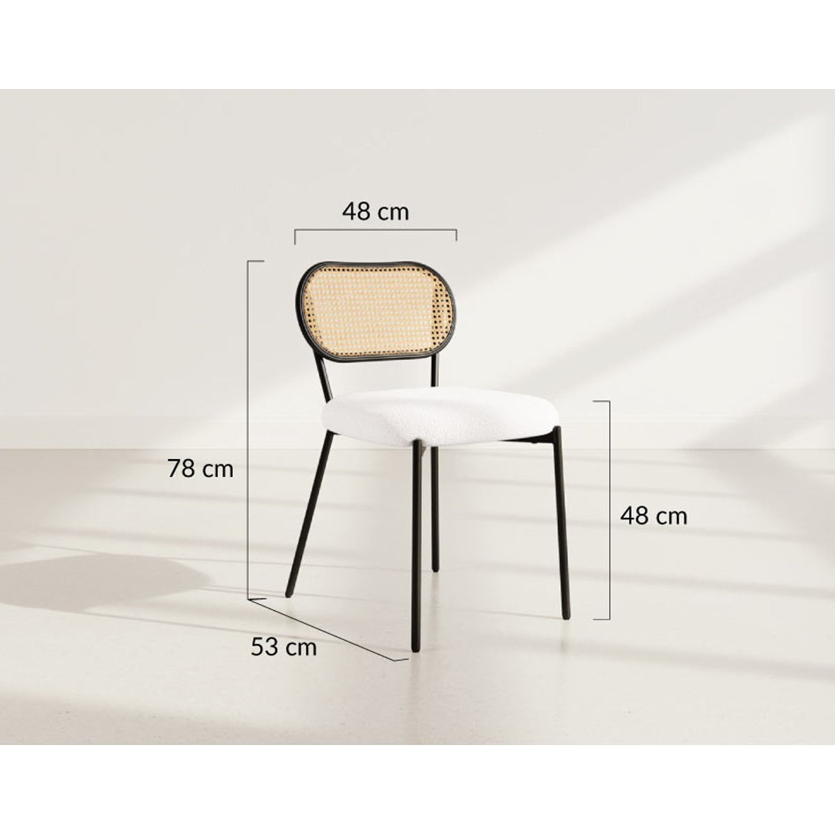 Lot de 2 chaises cannage tissu bouclette, LUCIANO beige, BEST MOBILIER
