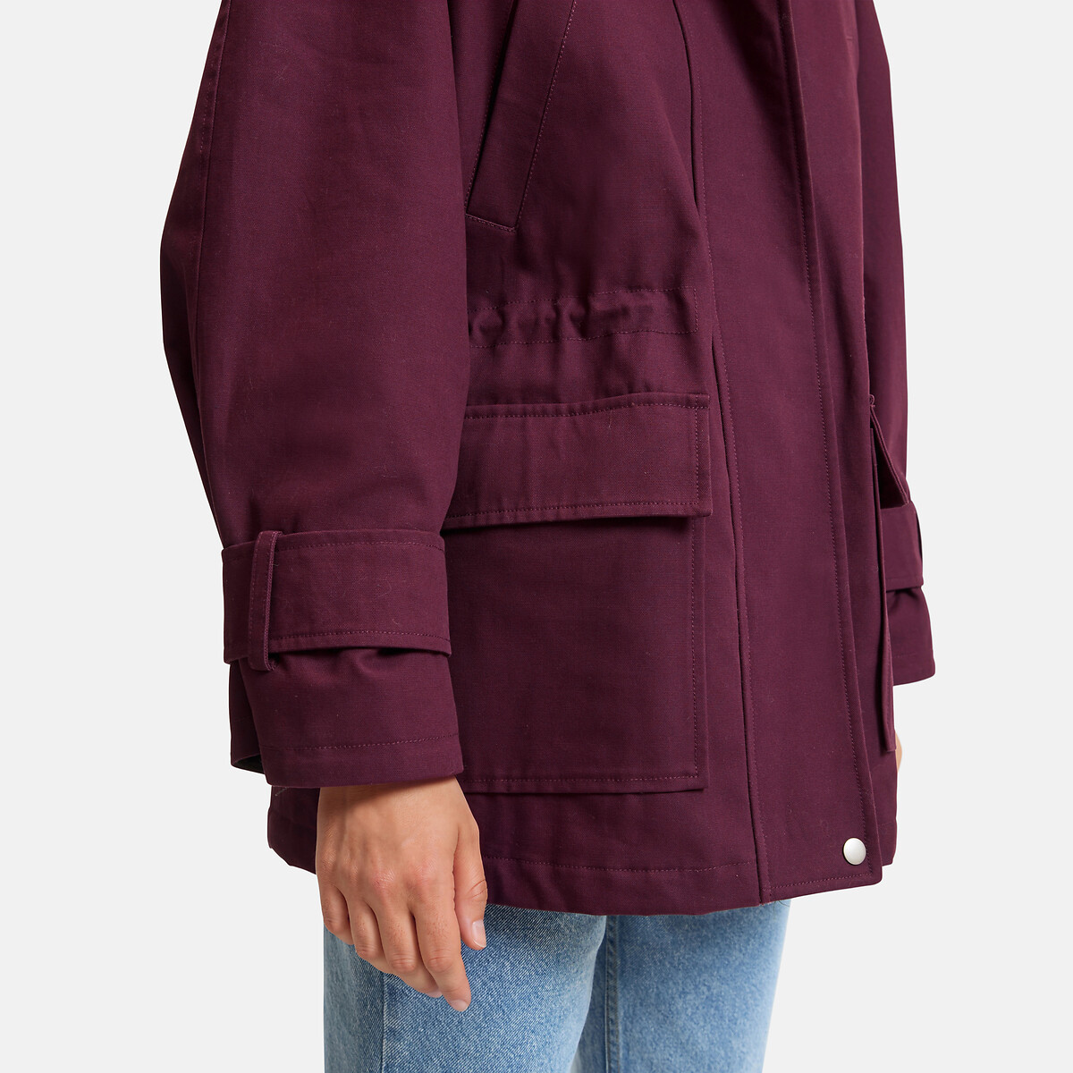 Manteau mi-long, fermeture zippée rouge bordeaux, LA REDOUTE COLLECTIONS