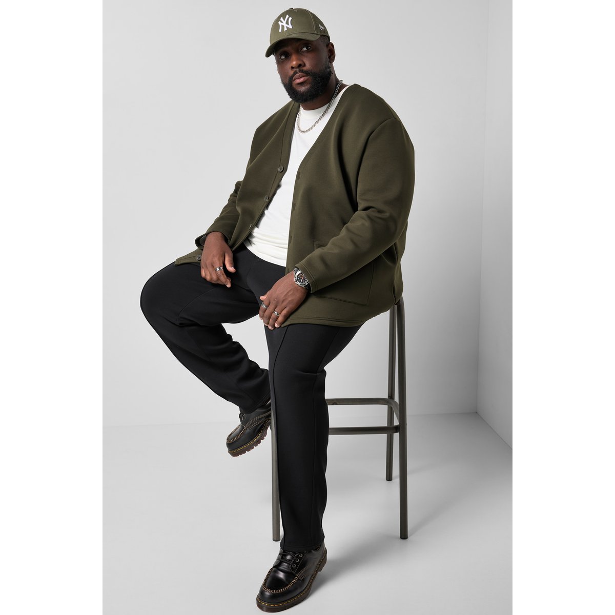 Veste en scuba olive foncé, STHUGE