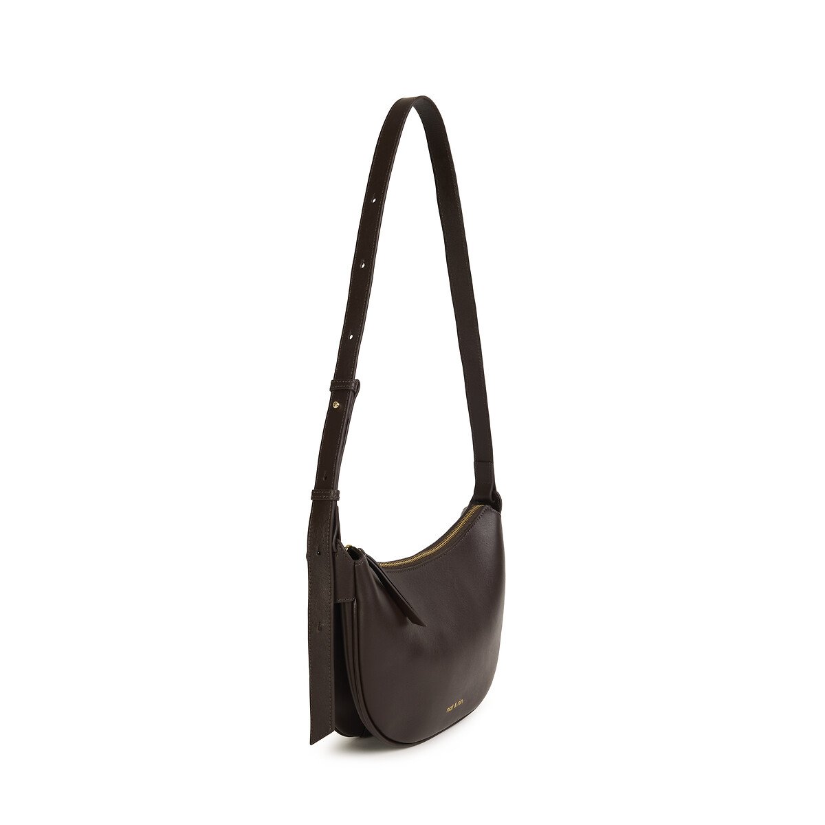 Sac porté épaule en cuir LUNE ebène, NAT & NIN