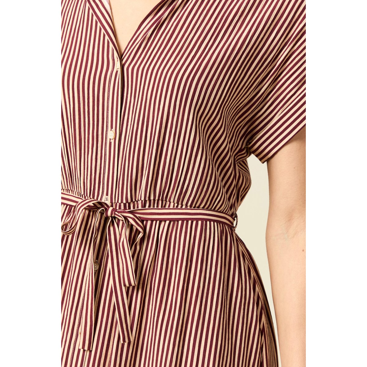 Robe longue évasée manches courtes violet, BONOBO