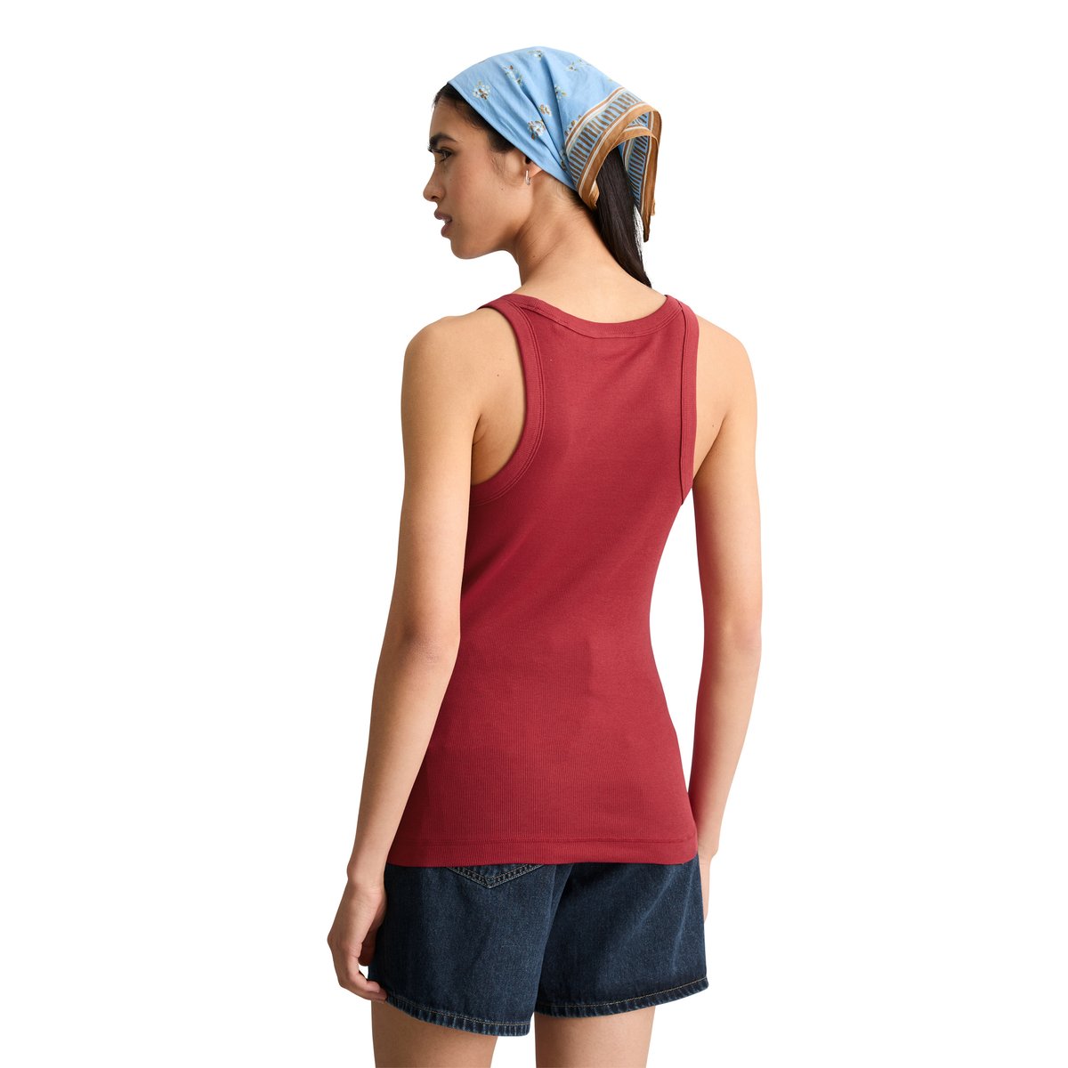 Débardeur côtelé DfC slim en jersey stretch de coton bio rouge, MARC O’POLO DENIM