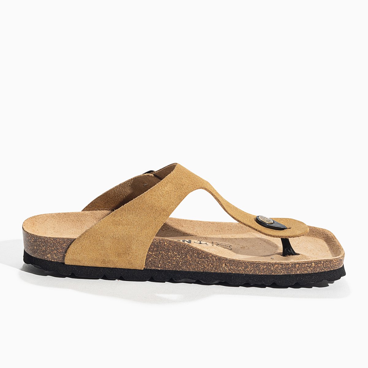 Tongs en cuir suedé MERCURE camel, BAYTON