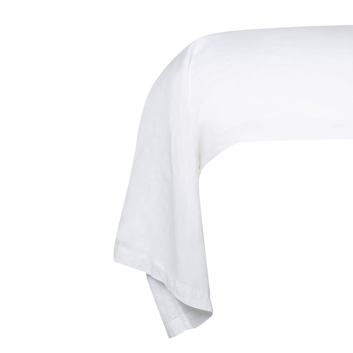 Taie de traversin en percale de coton lavé, DOUCEUR LAVÉE blanc, BLANC CERISE