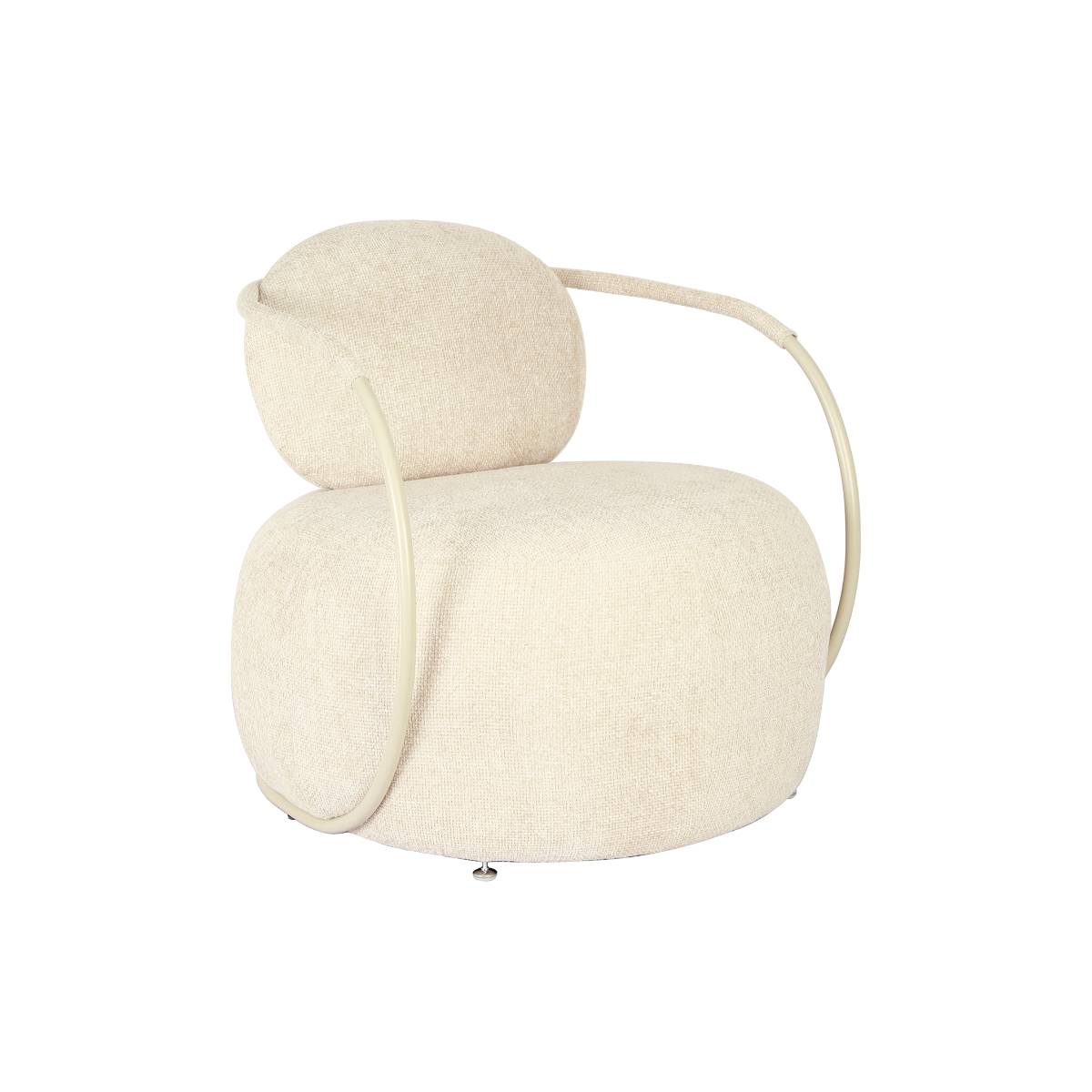Fauteuil en tissu et métal CASSY blanc, MADE IN MEUBLES 