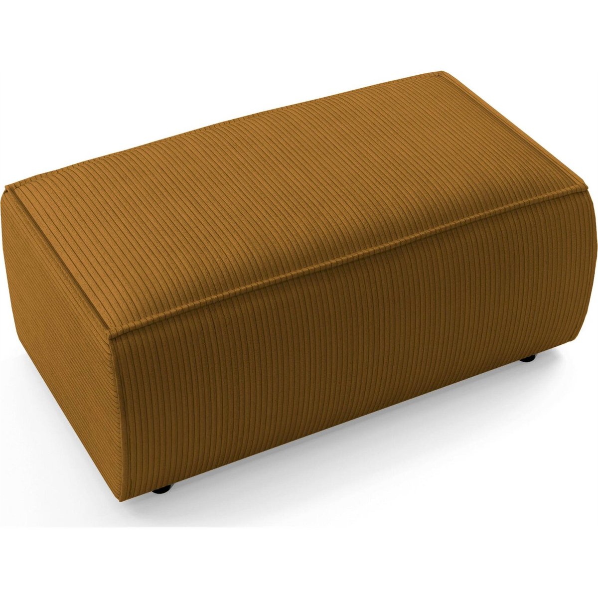 Pouf rectangulaire velours côtelé FARESE marron camel côtelé poso, RECOLLECTION