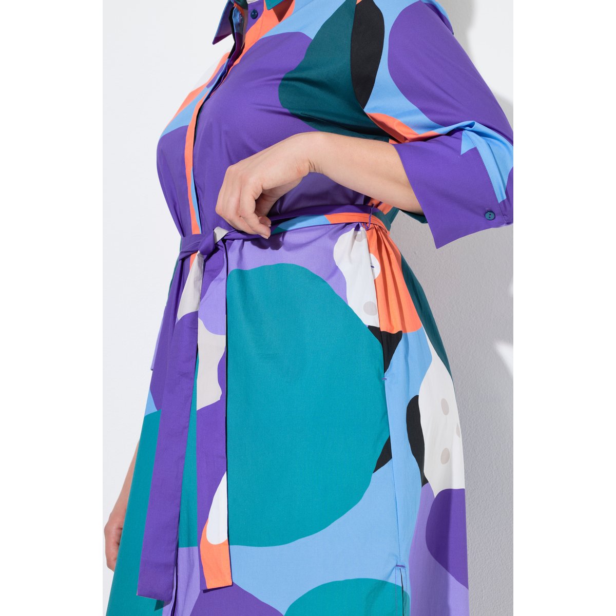 Robe chemisier longueur midi violet, ULLA POPKEN