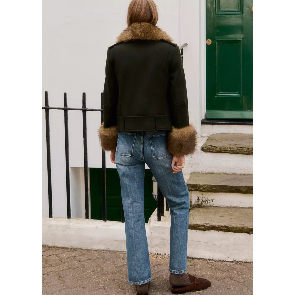 Jean droit taille haute bleu moyen, MANGO