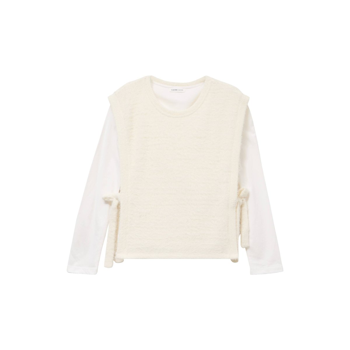 T-shirt pull sans manches 2-en-1 ecru, CACHE CACHE