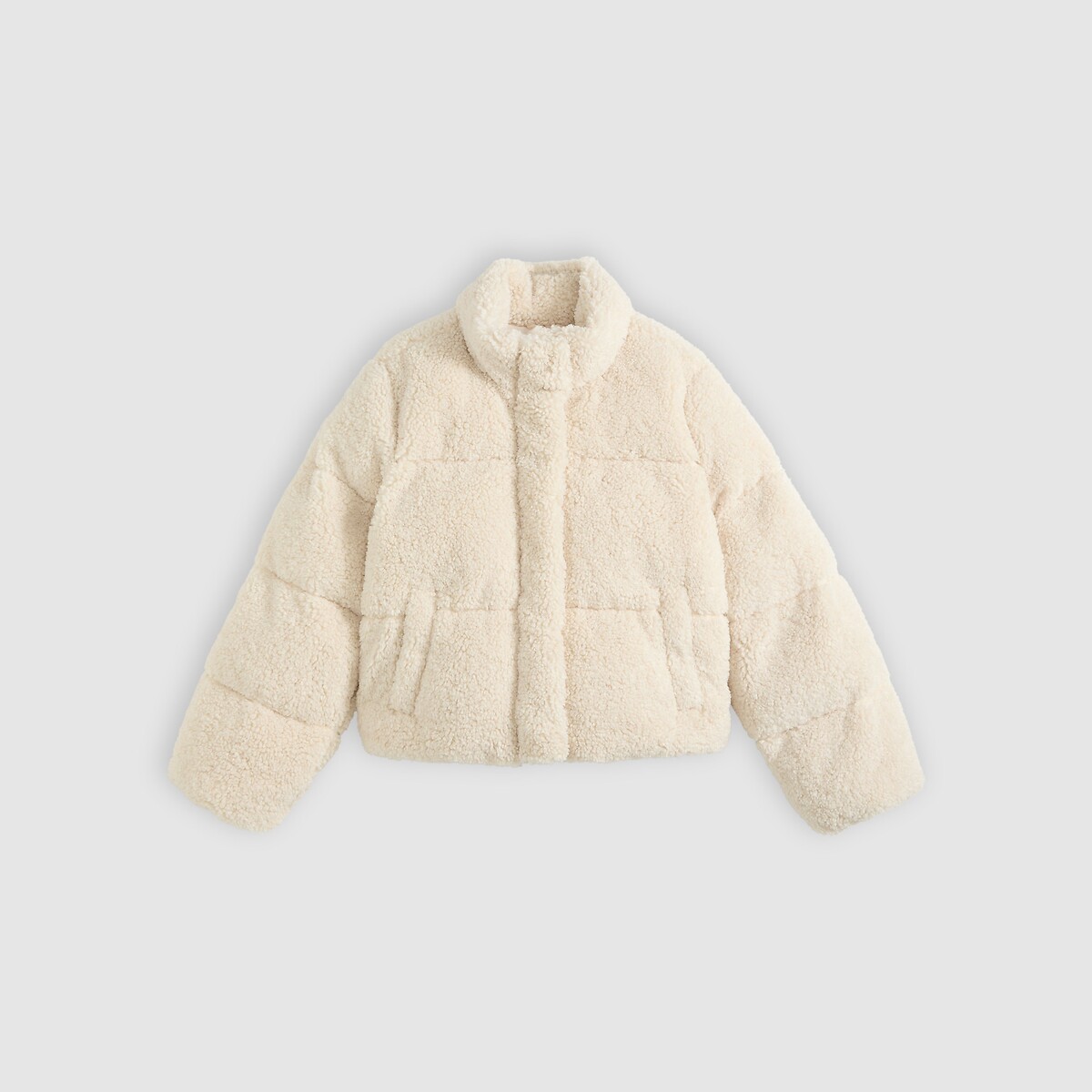 Chaqueta corta de plumón de cuello alto, de sherpa crudo, LEVI'S