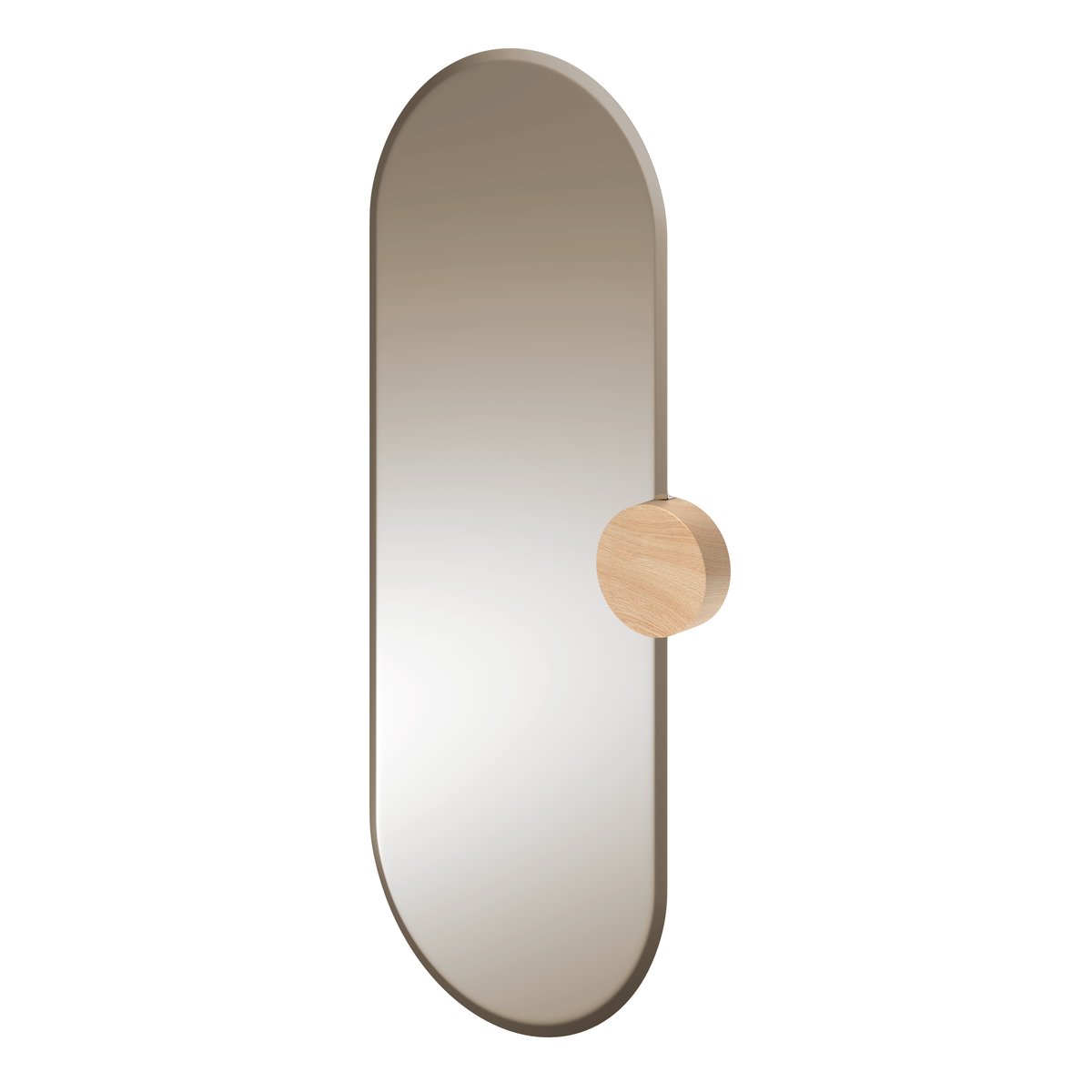 Miroir ovale multiposition SONIA verre fumé, chêne, HARTO
