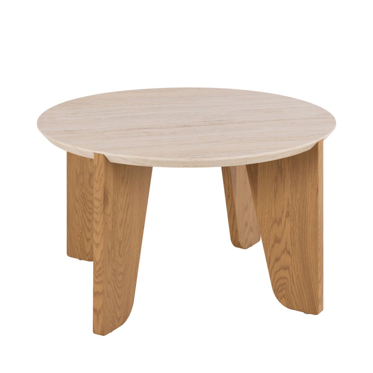 Table basse ronde en effet travertin  80cm- VIVO beige, DRAWER