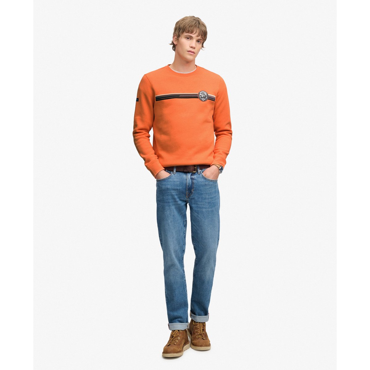 Sweat Outdoor Stripe Logo Coupe Décontractée orange rouillé, SUPERDRY
