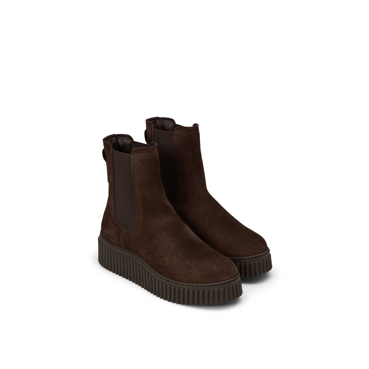 Bottines Chelsea, modèle Bianca en cuir velours souple marron foncé, MARC O'POLO
