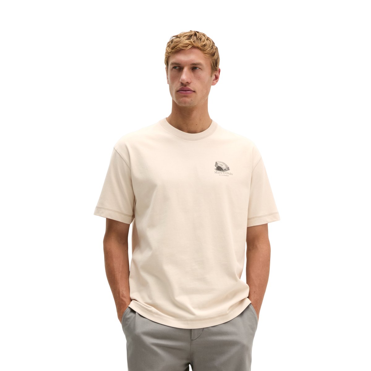 T-shirt surdimensionné avec un grand imprimé au dos beige, MARC O'POLO