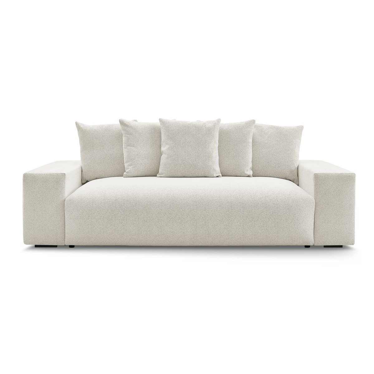 Canapé droit convertible 3 places en tissu chiné, VOLTAIRE blanc, BOBOCHIC
