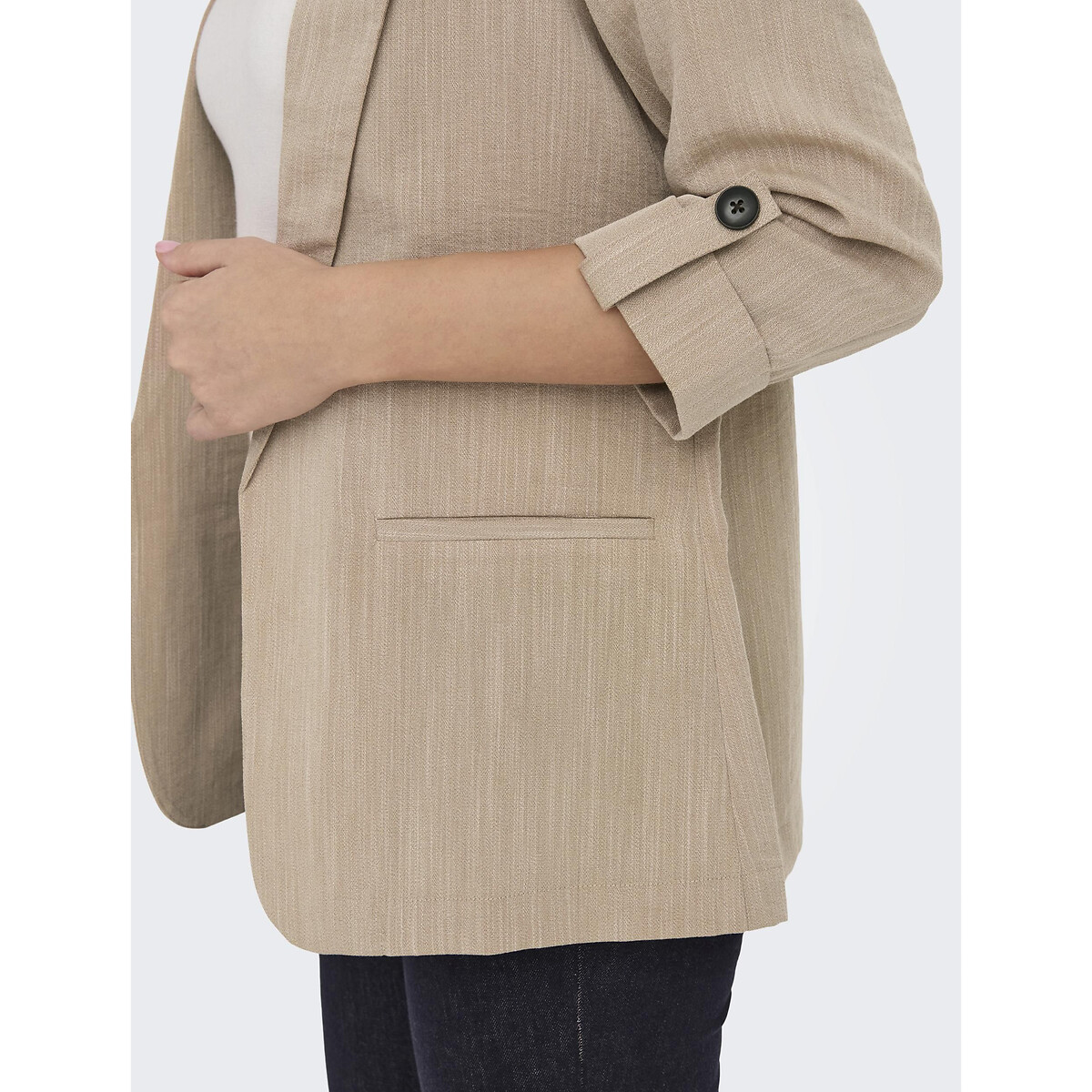 Blazer manches 3/4 beige clair, ONLY