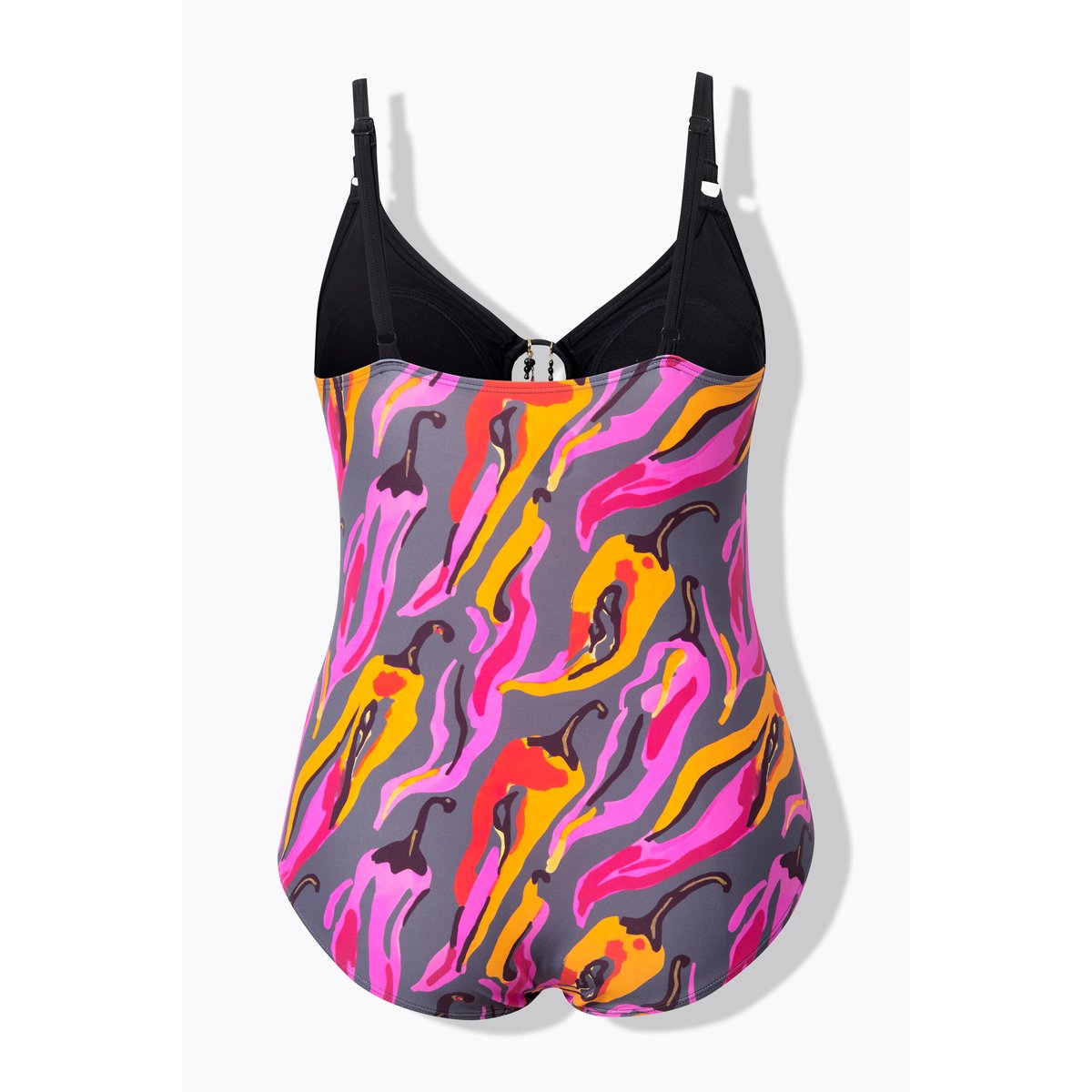 Maillot de bain imprimé piments. Bonnets gris foncé, ULLA POPKEN