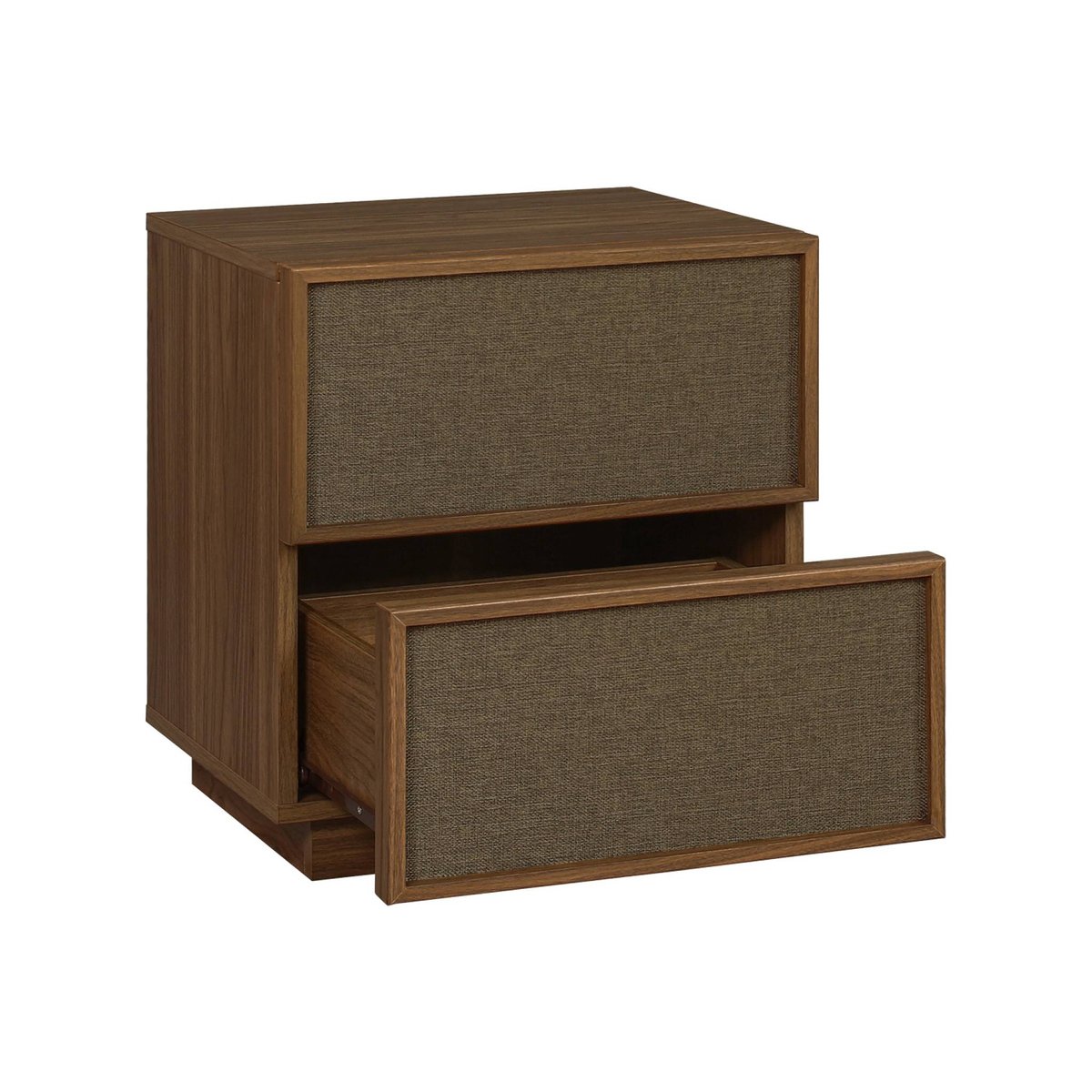 Table de chevet décor bois et tissu 2 tiroirs  KUBA noyer, SWEEEK