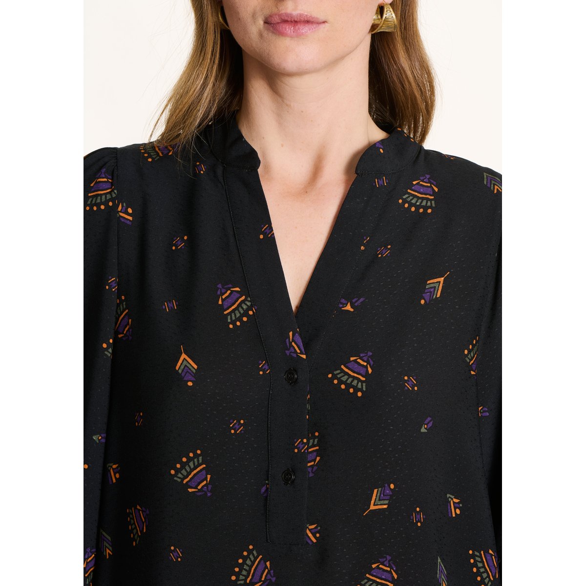 Robe courte ample à imprimé noir, LA FEE MARABOUTEE