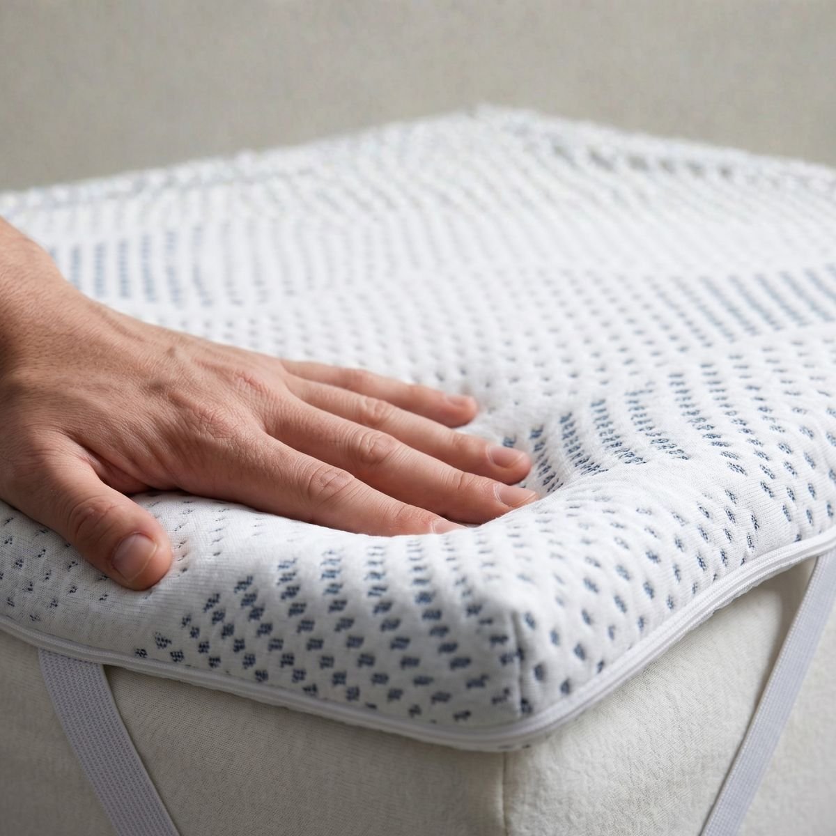 Surmatelas Viscotouch - Mémoire de forme + gel thermorégulant - Fabriqué en France - 5 cm d'épaisseur blanc, BELLECOUR